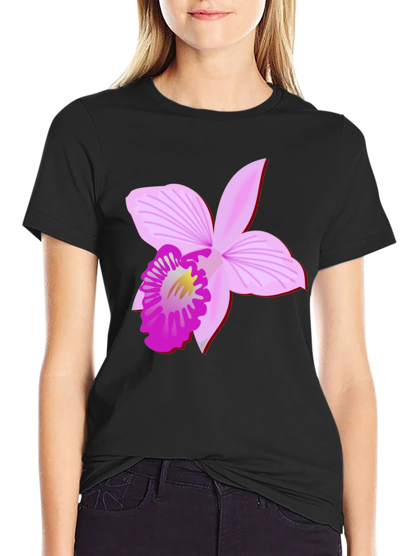Orchid Graphic Black Tee