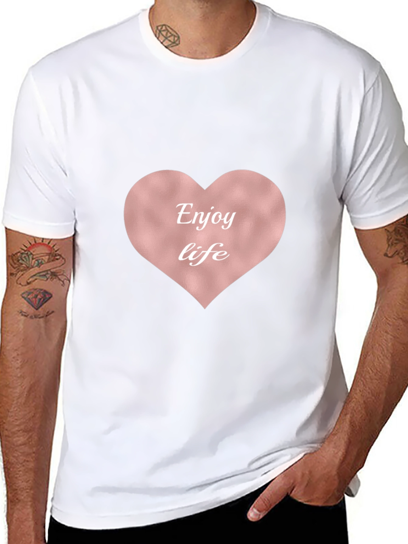 Enjoy Life Heart Tee - Stylish & Comfortable