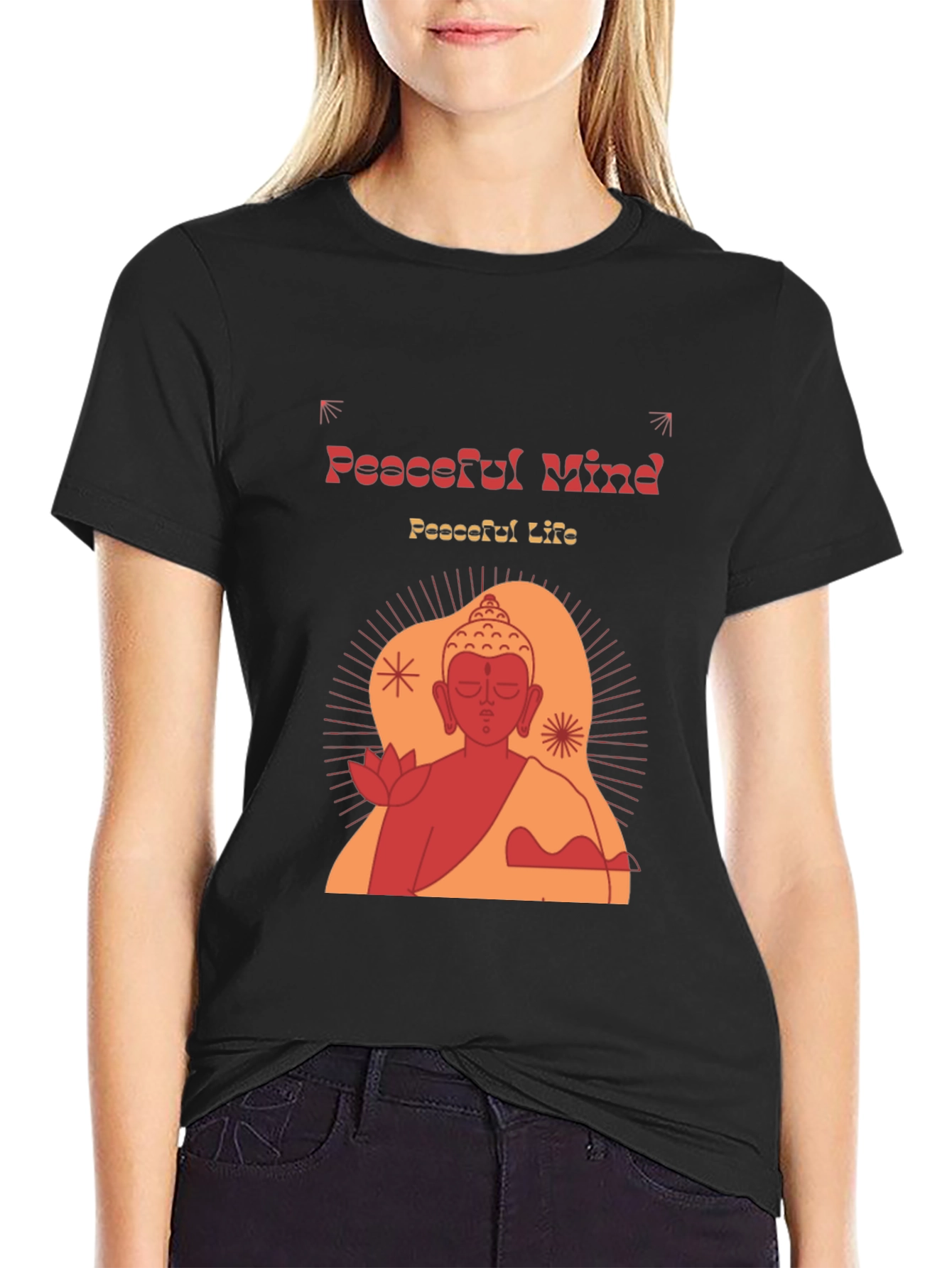 Peaceful Mind Buddha Graphic T-Shirt