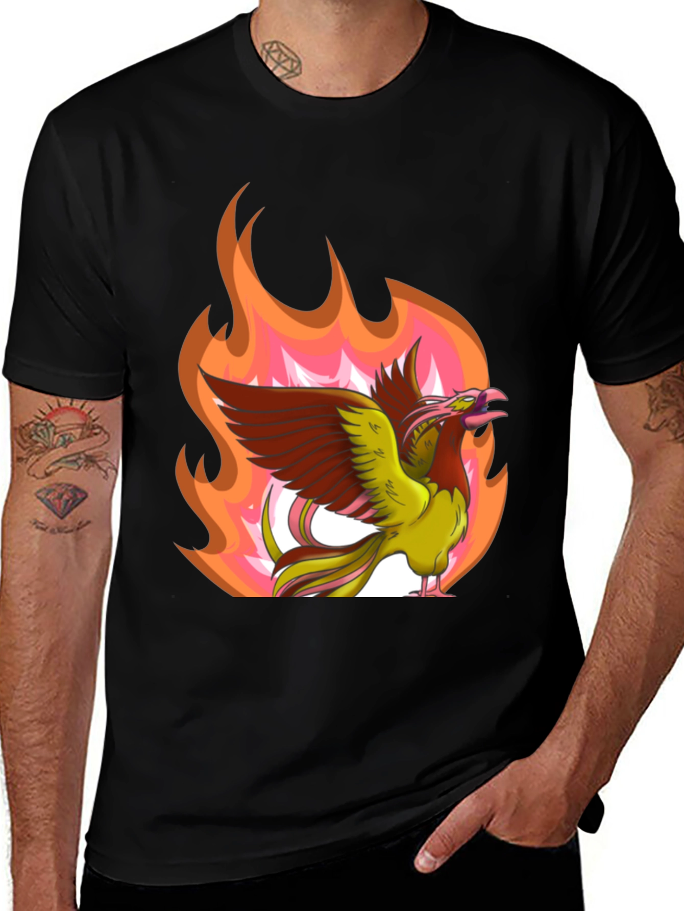 Phoenix Firebird Graphic Tee - Black Cotton T-Shirt