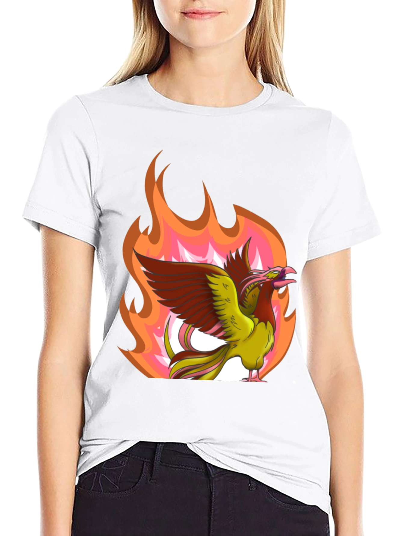 Phoenix Firebird Graphic Tee - Black Cotton T-Shirt
