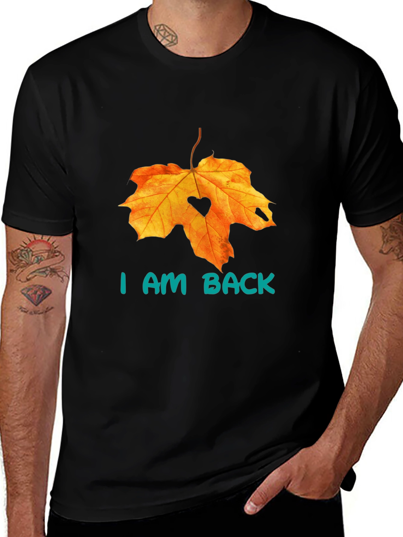 Autumn Leaf Heart Tee - I Am Back