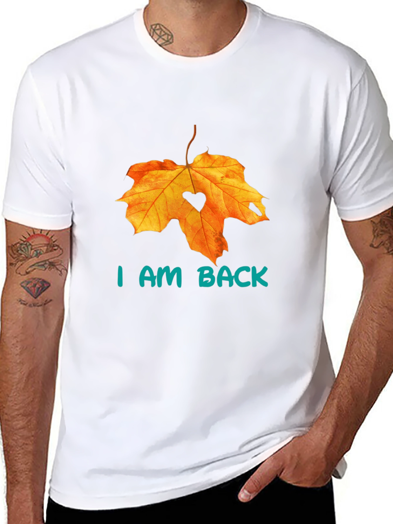Autumn Leaf Heart Tee - I Am Back