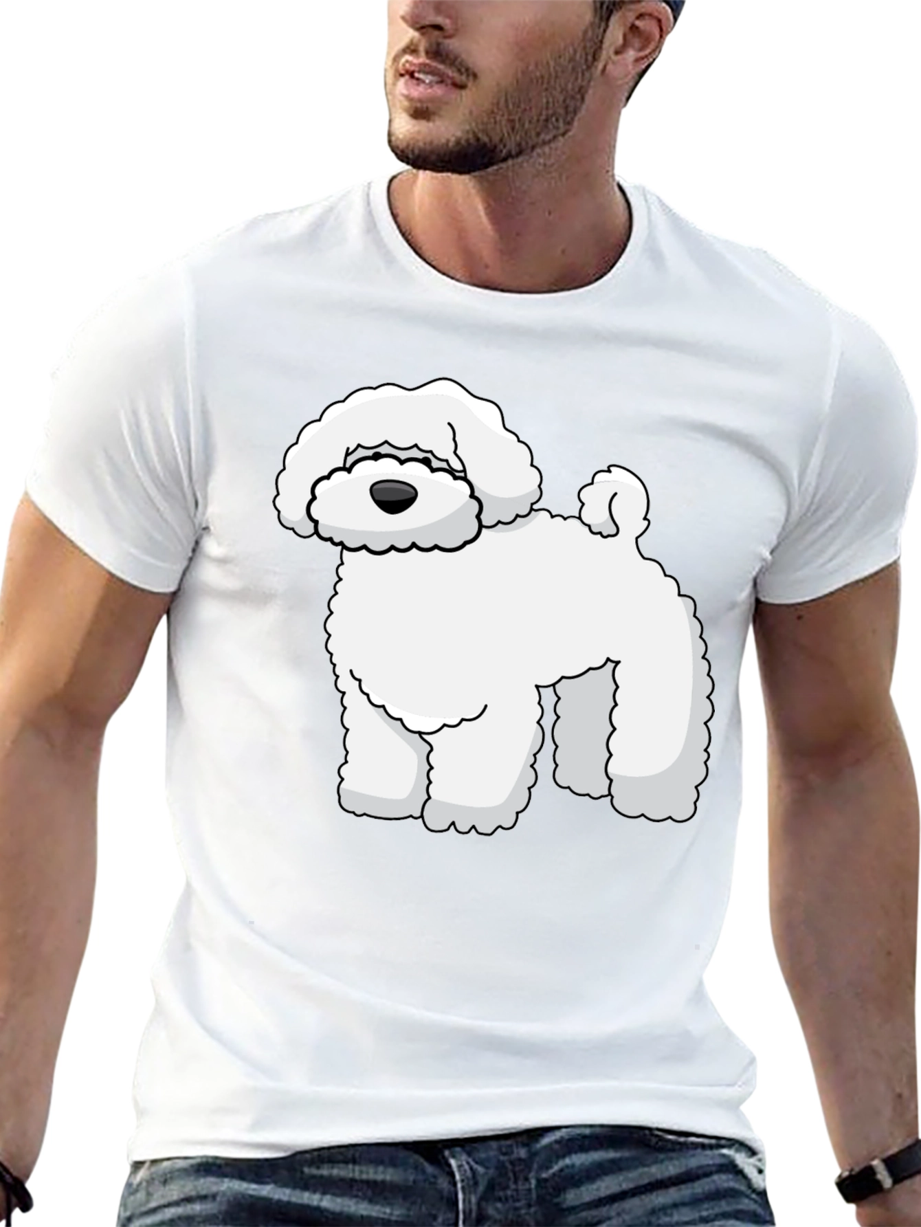 Cute Dog Graphic Tee - Black Cotton T-Shirt
