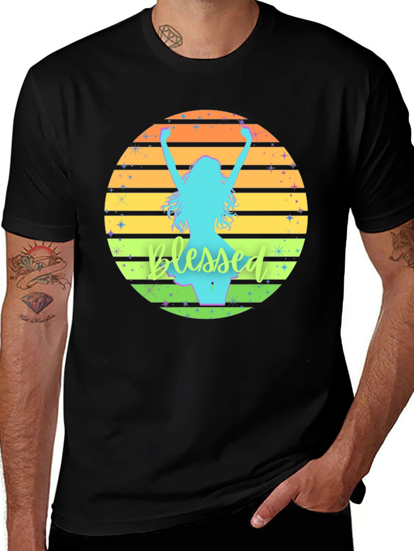 Blessed Sunset Graphic Tee - Mens Black T-Shirt