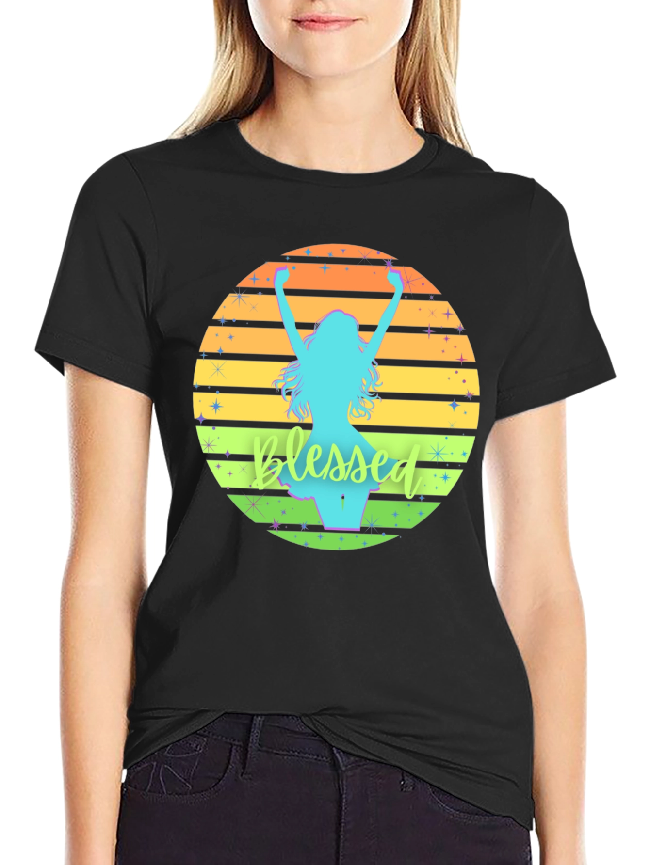 Blessed Sunset Graphic Tee - Mens Black T-Shirt