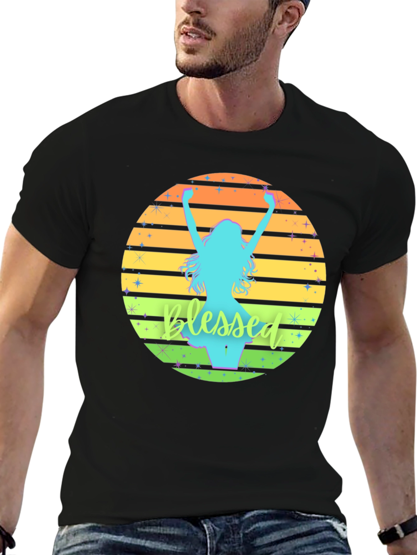 Blessed Sunset Graphic Tee - Mens Black T-Shirt