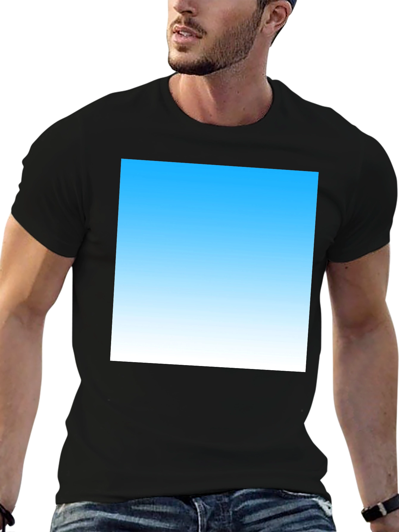 Sky Blue Gradient T-Shirt - Modern Casual Tee