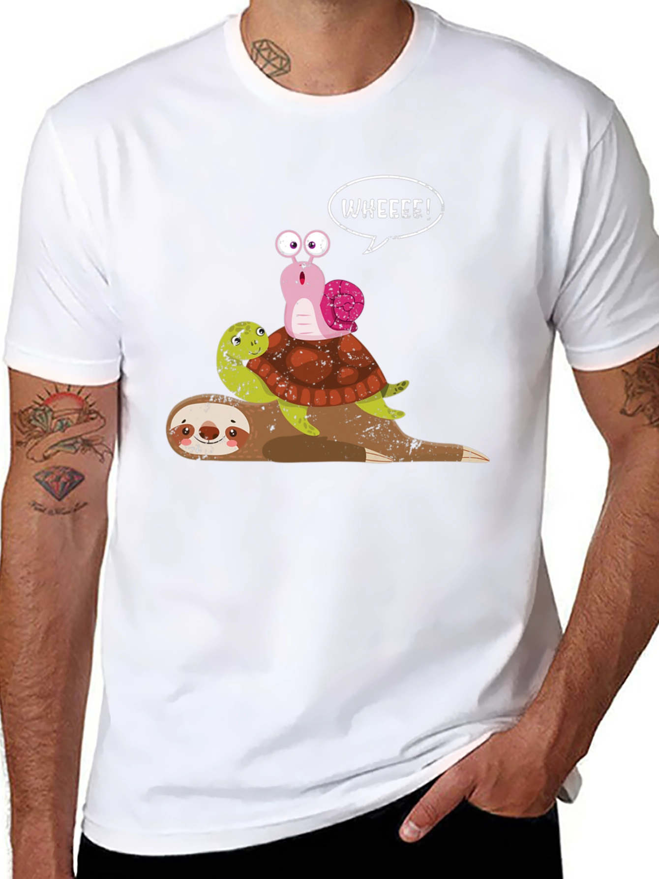 Sloth Turtle Snail Wheee Funny Graphic Tee