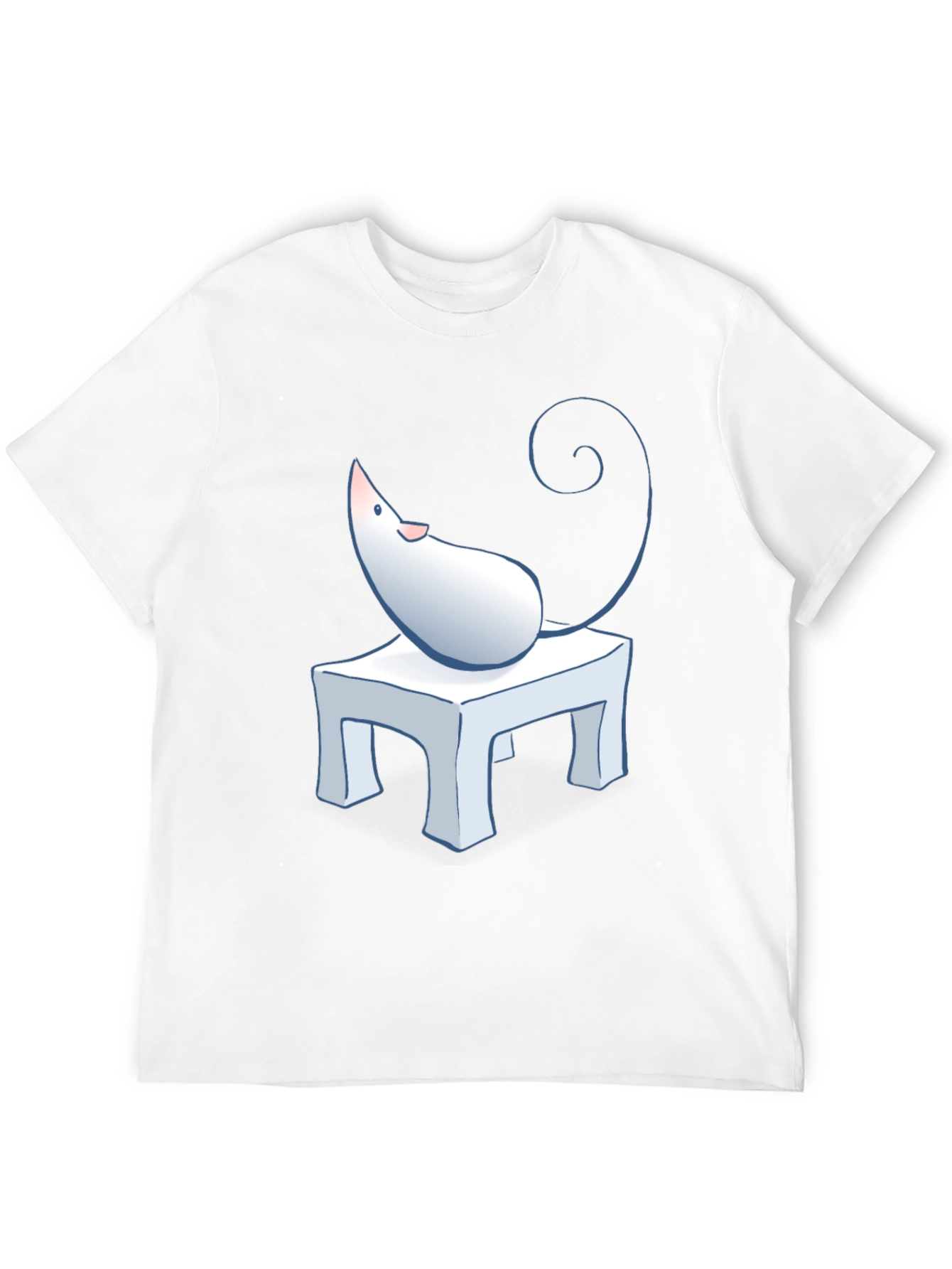 Cartoon Mouse on Table Graphic T-Shirt