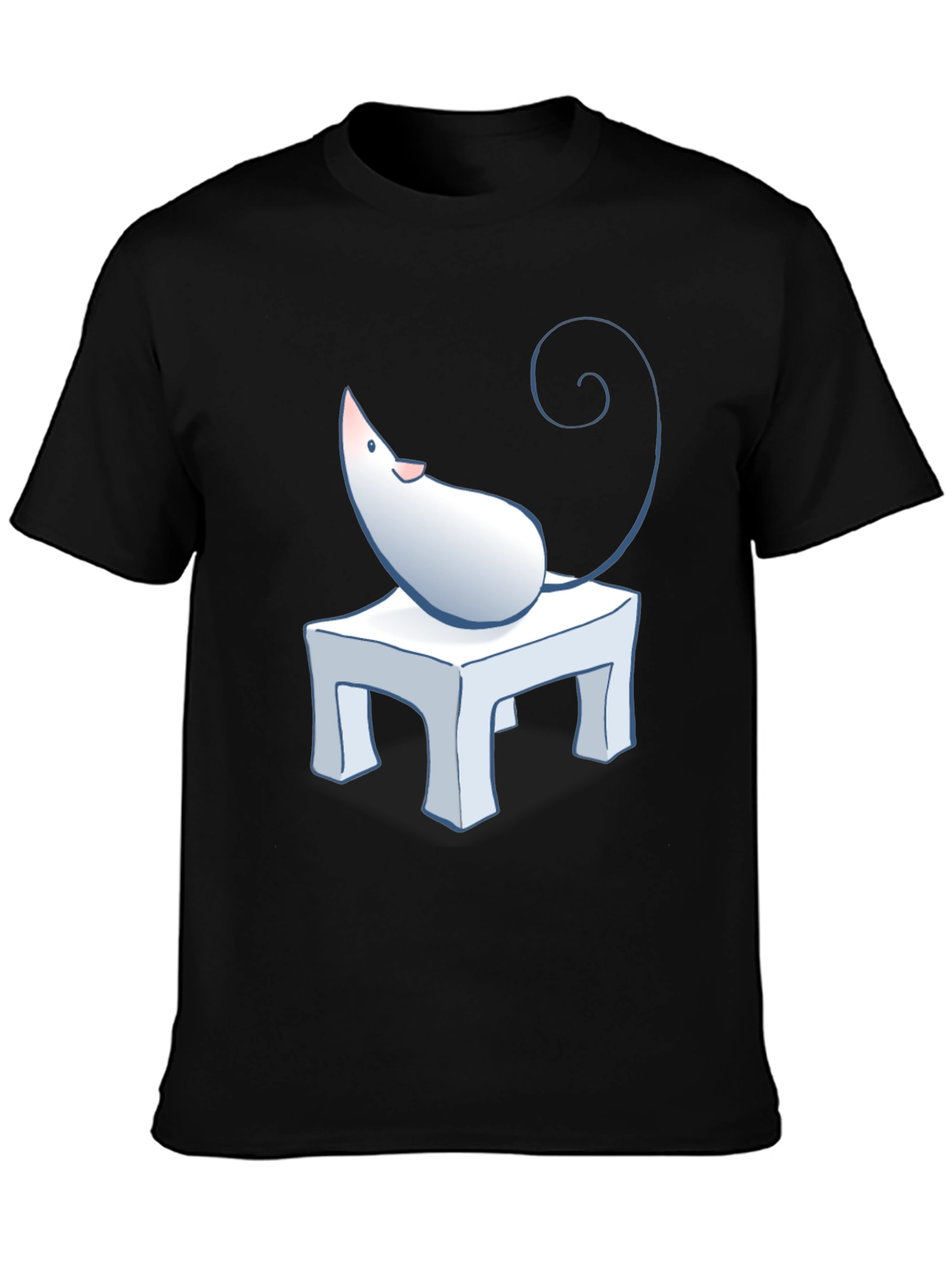 Cartoon Mouse on Table Graphic T-Shirt