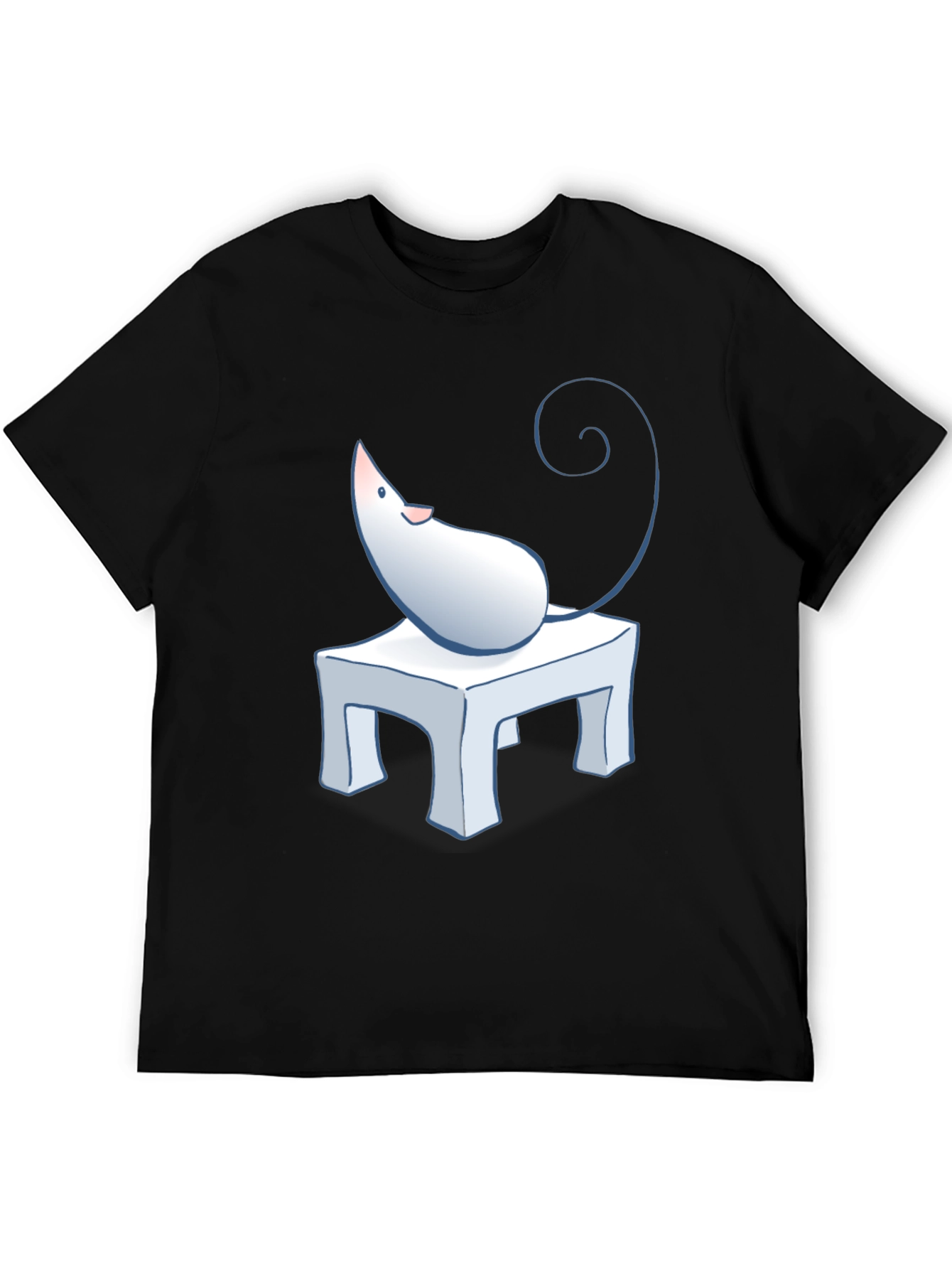 Cartoon Mouse on Table Graphic T-Shirt