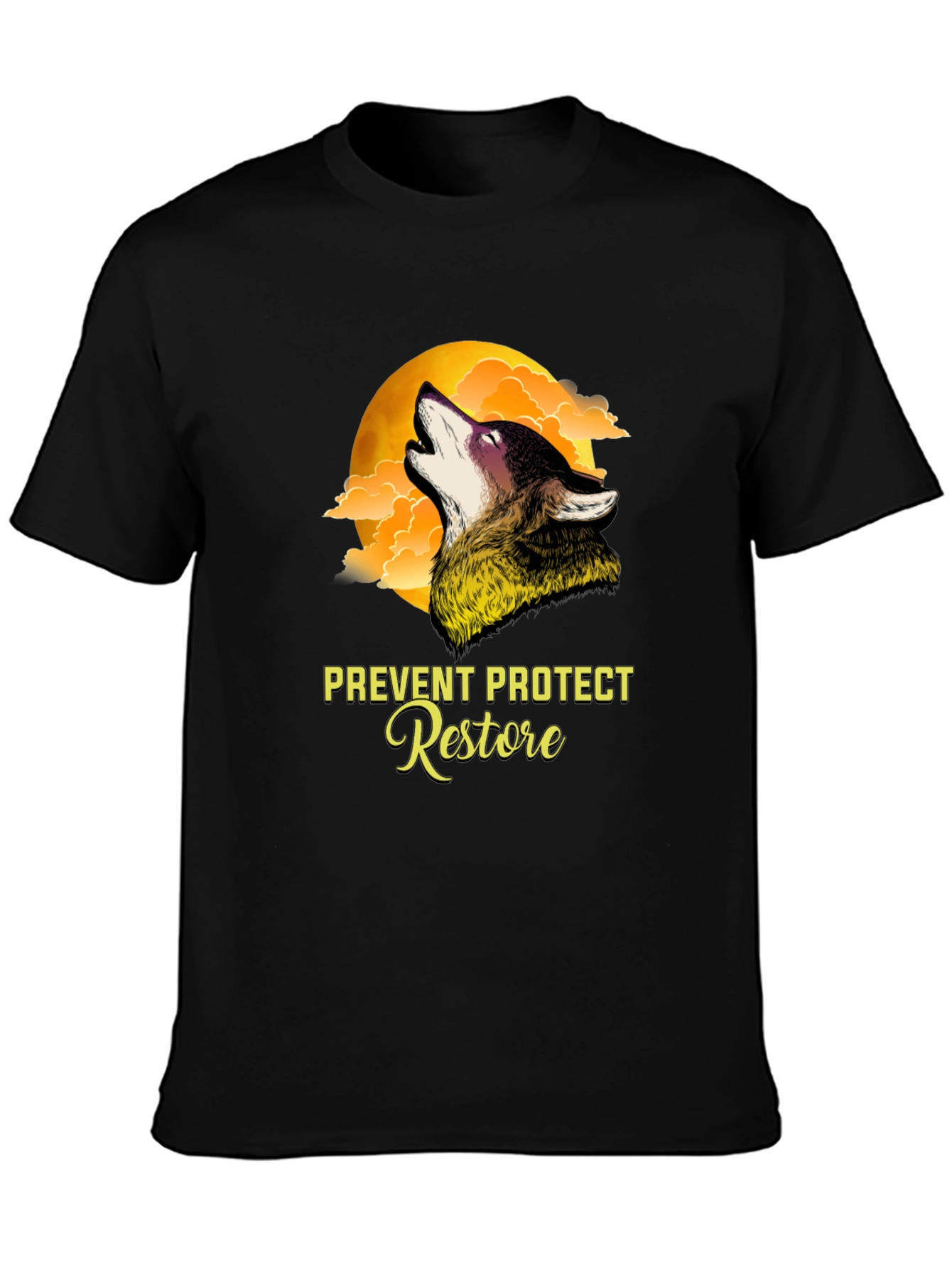 Wolf Moon Graphic T-Shirt - Prevent Protect Restore