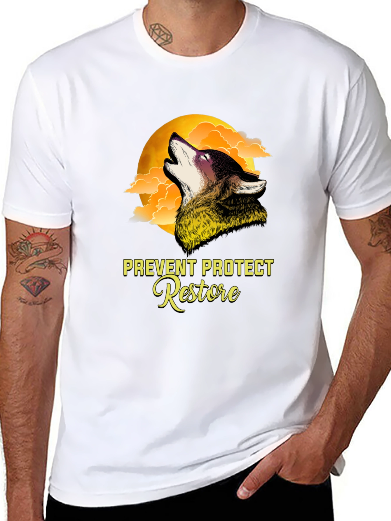 Wolf Moon Graphic T-Shirt - Prevent Protect Restore