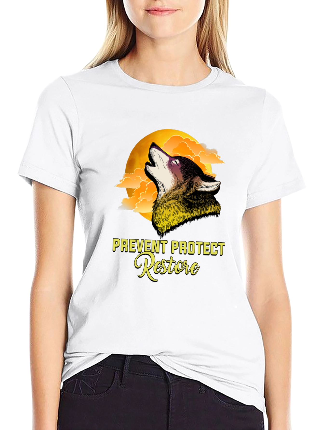 Wolf Moon Graphic T-Shirt - Prevent Protect Restore
