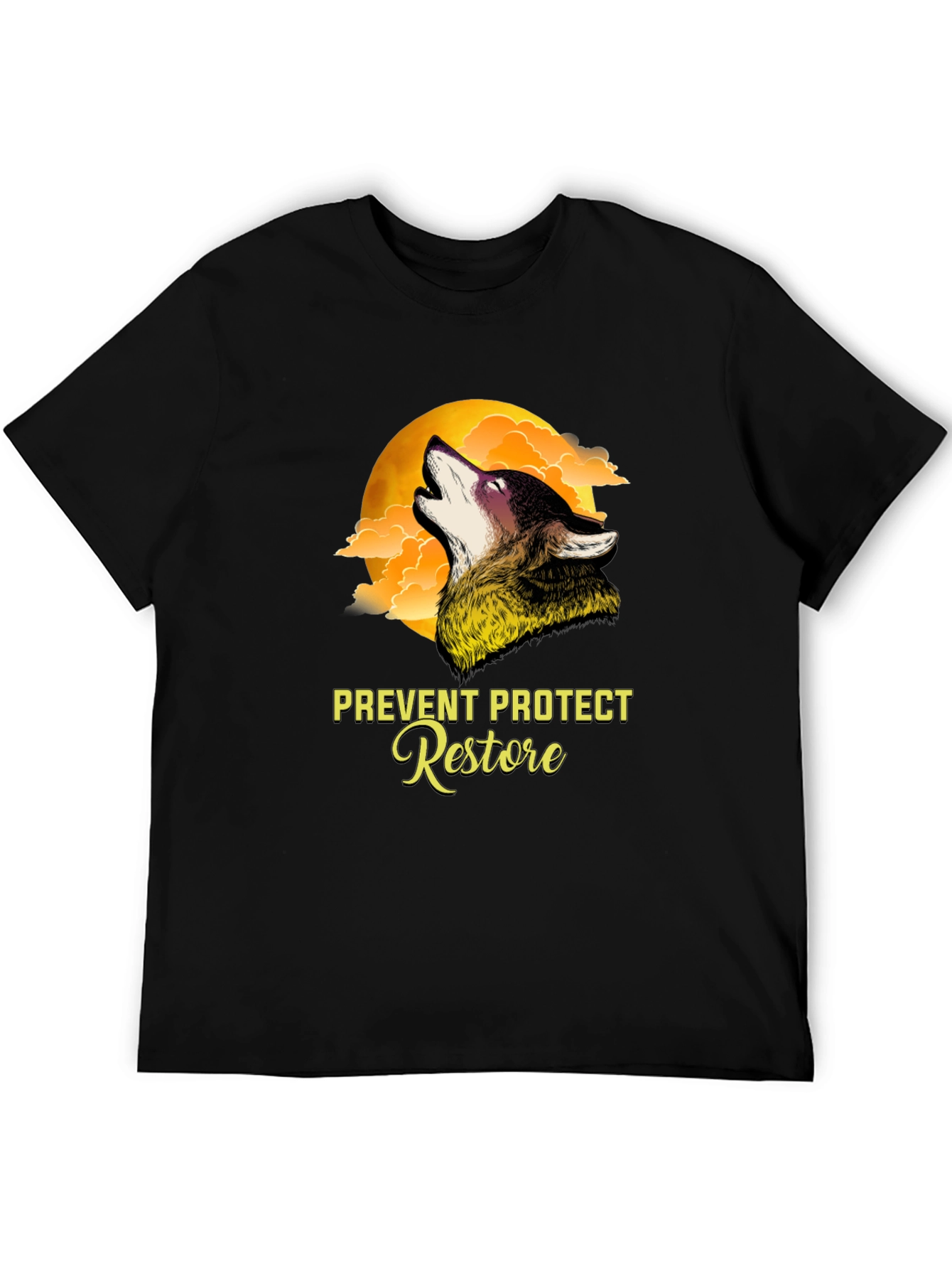 Wolf Moon Graphic T-Shirt - Prevent Protect Restore