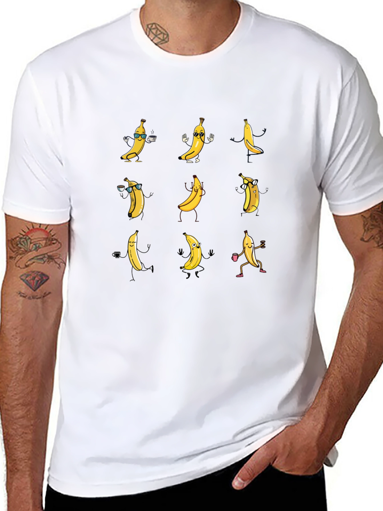 Dancing Bananas Graphic Tee - Black Cotton T-Shirt