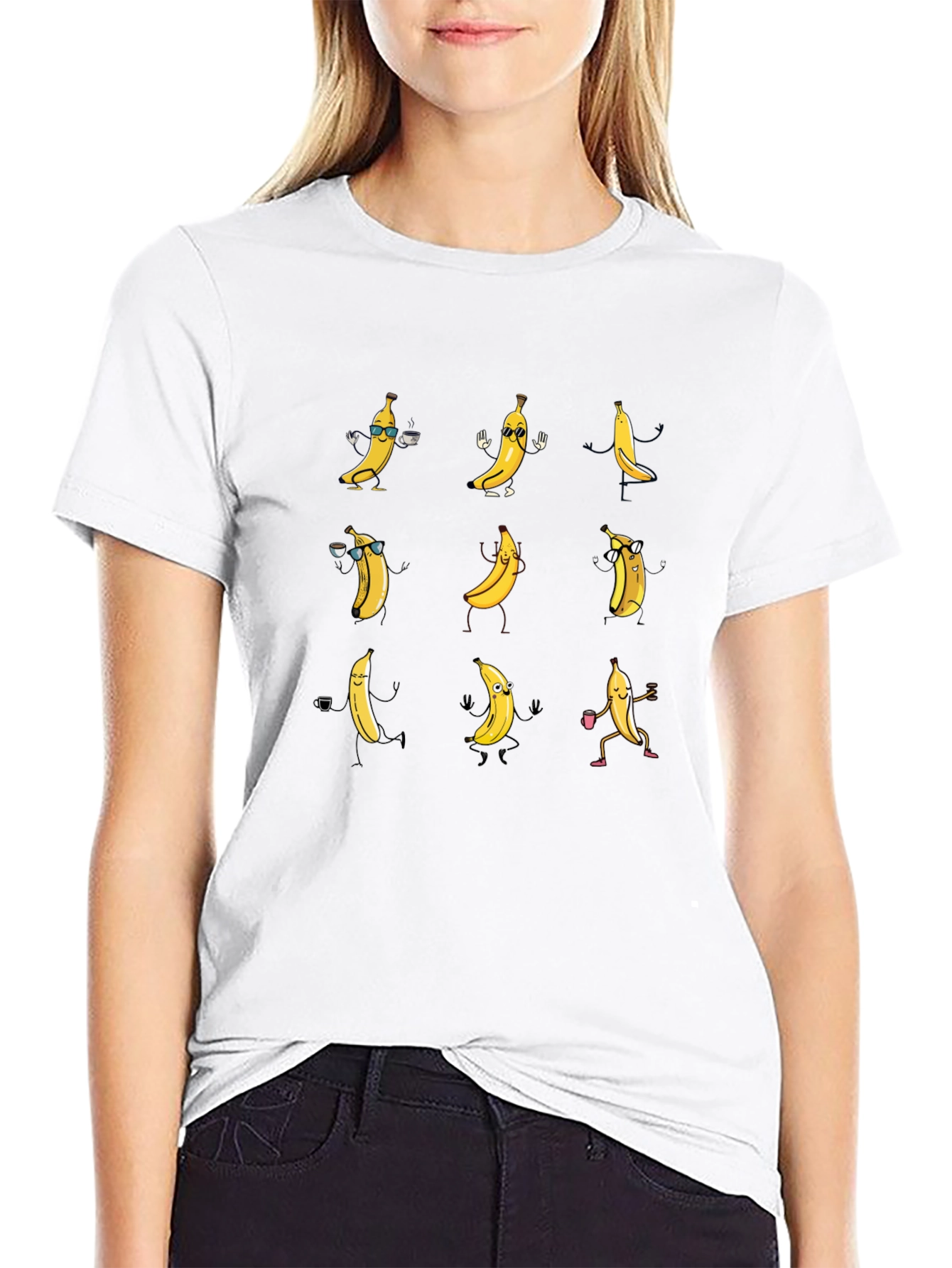 Dancing Bananas Graphic Tee - Black Cotton T-Shirt