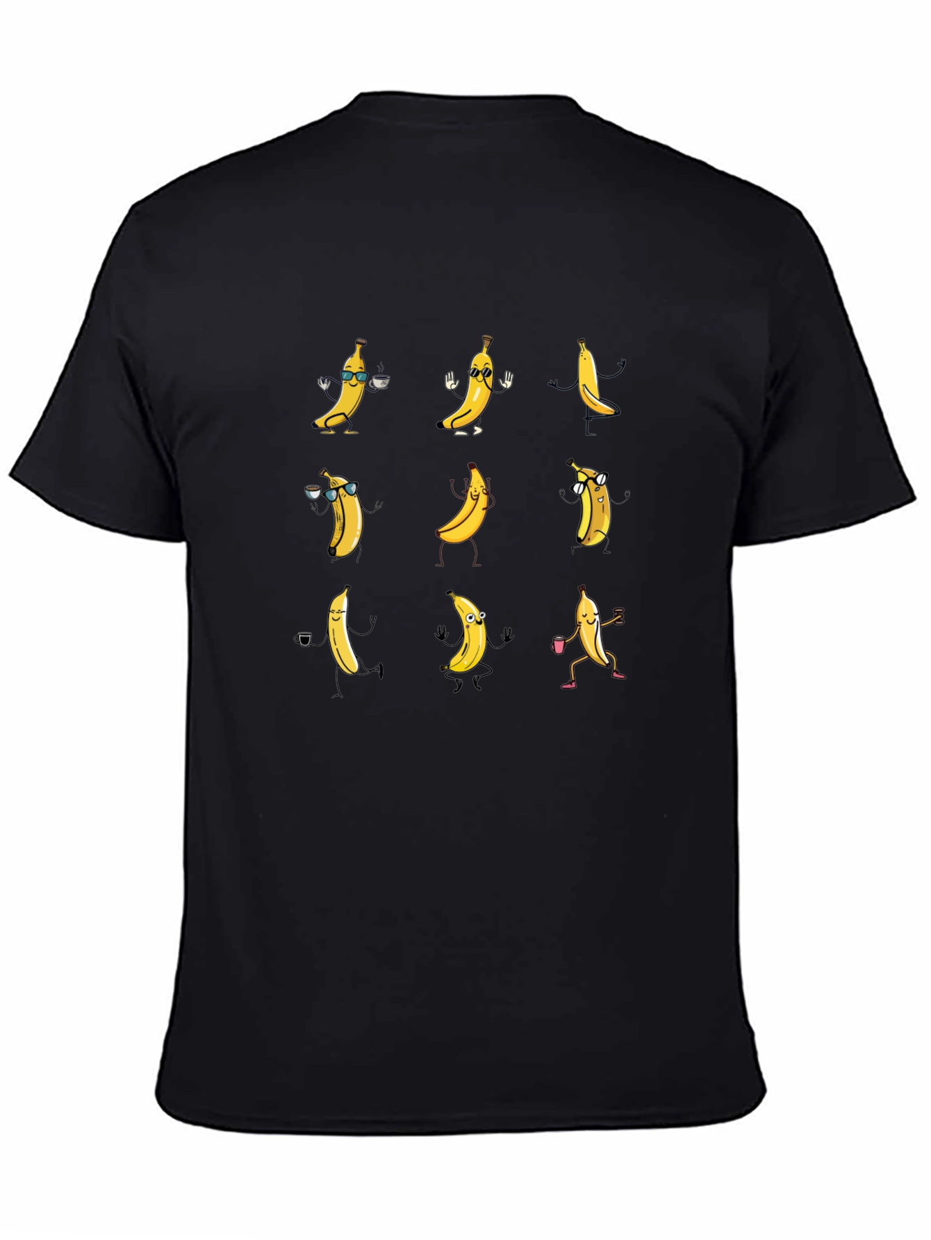 Dancing Bananas Graphic Tee - Black Cotton T-Shirt