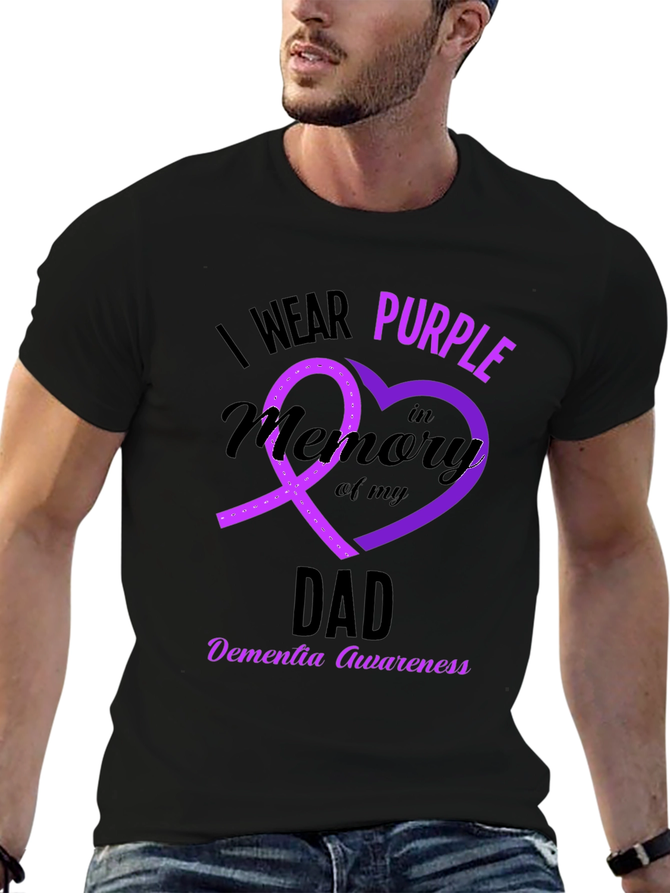 Purple Ribbon Dementia Awareness Dad T-Shirt