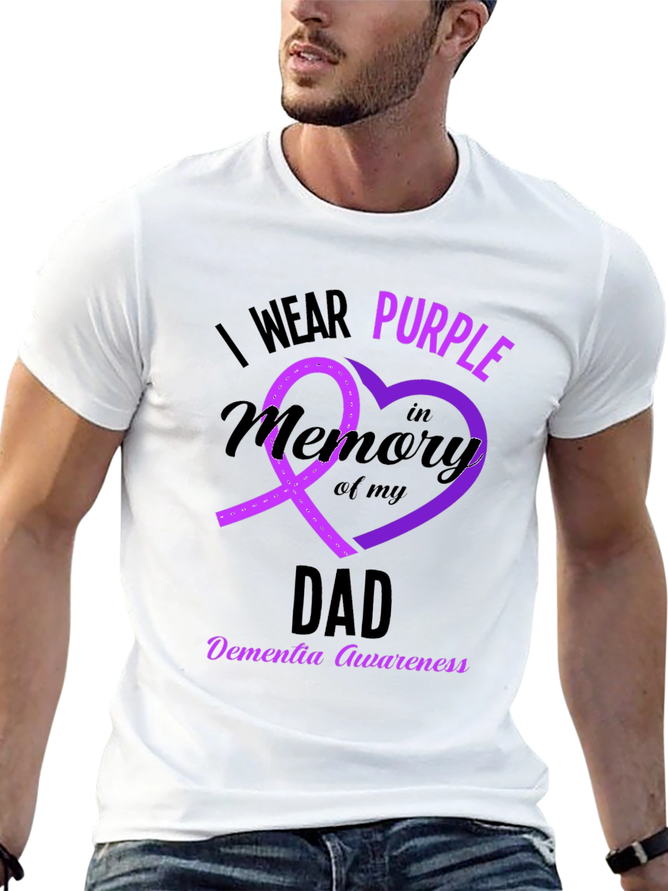 Purple Ribbon Dementia Awareness Dad T-Shirt
