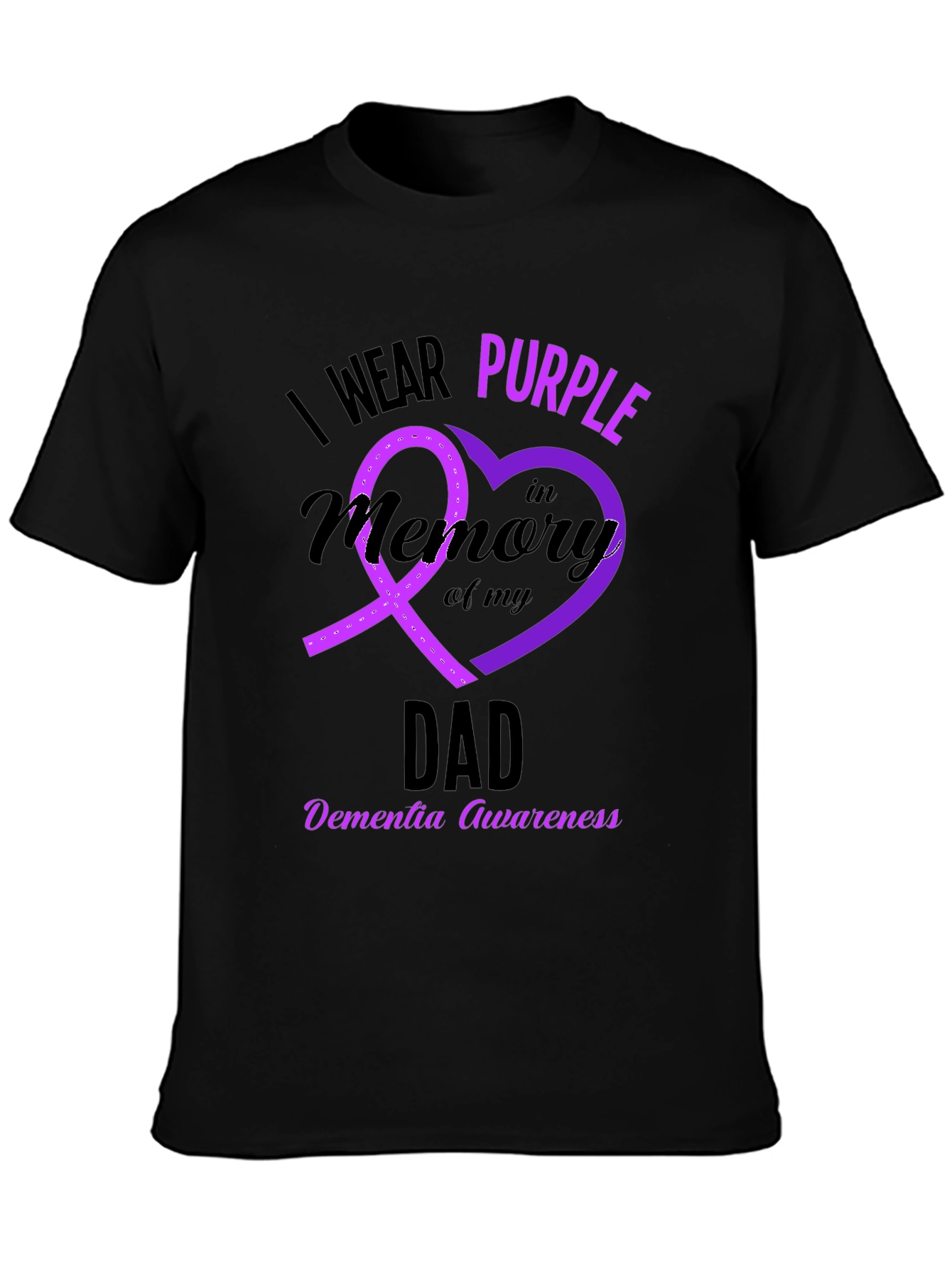 Purple Ribbon Dementia Awareness Dad T-Shirt