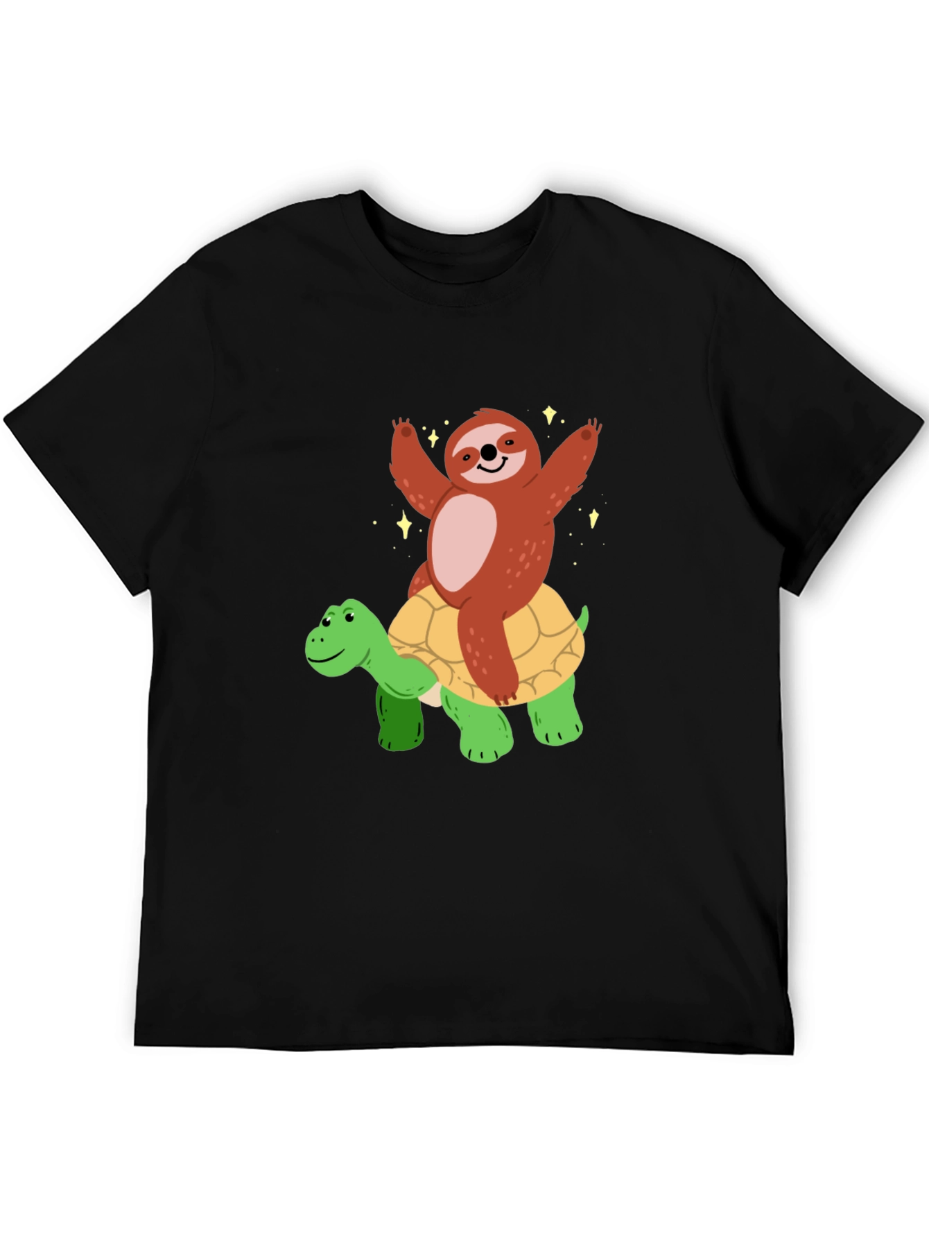 Sloth Riding Turtle Graphic T-Shirt
