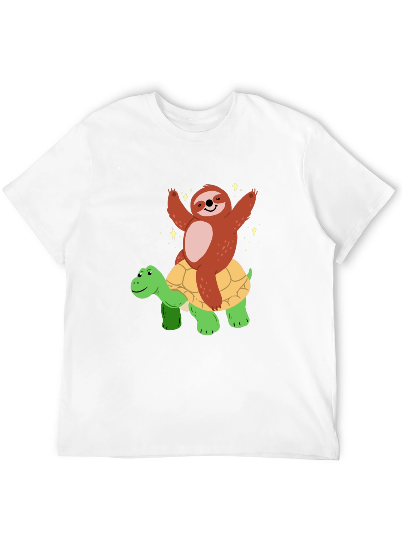 Sloth Riding Turtle Graphic T-Shirt