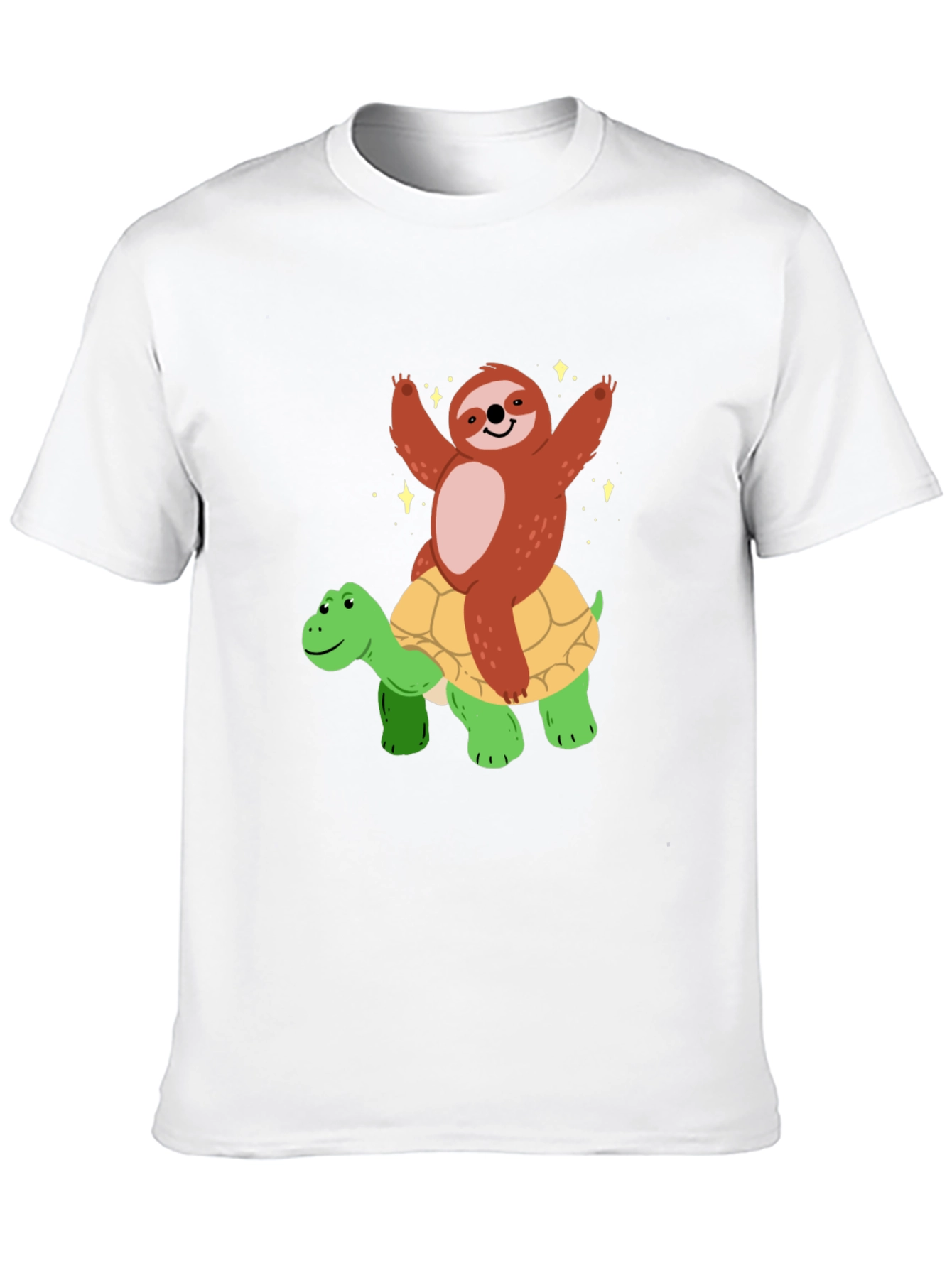 Sloth Riding Turtle Graphic T-Shirt