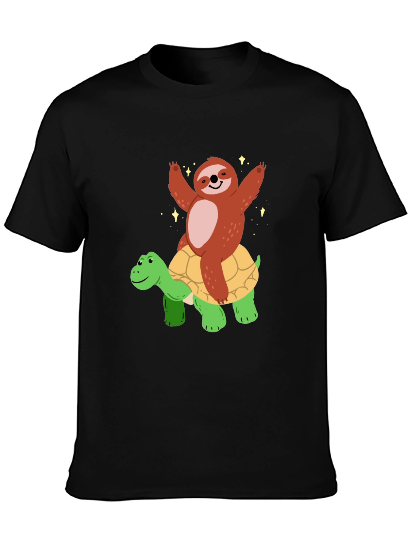 Sloth Riding Turtle Graphic T-Shirt