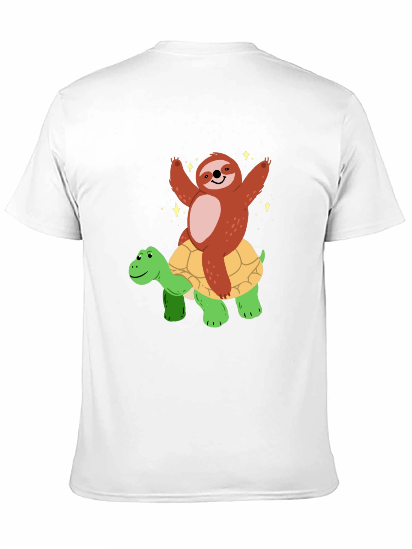 Sloth Riding Turtle Graphic T-Shirt