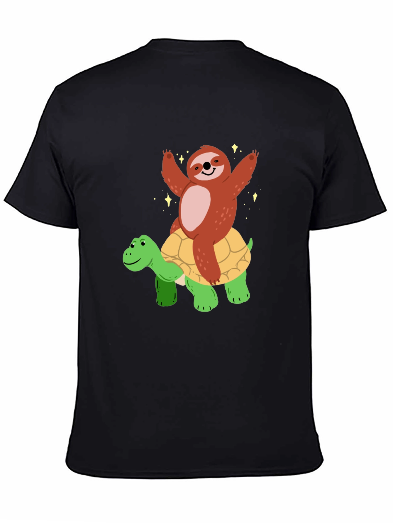 Sloth Riding Turtle Graphic T-Shirt