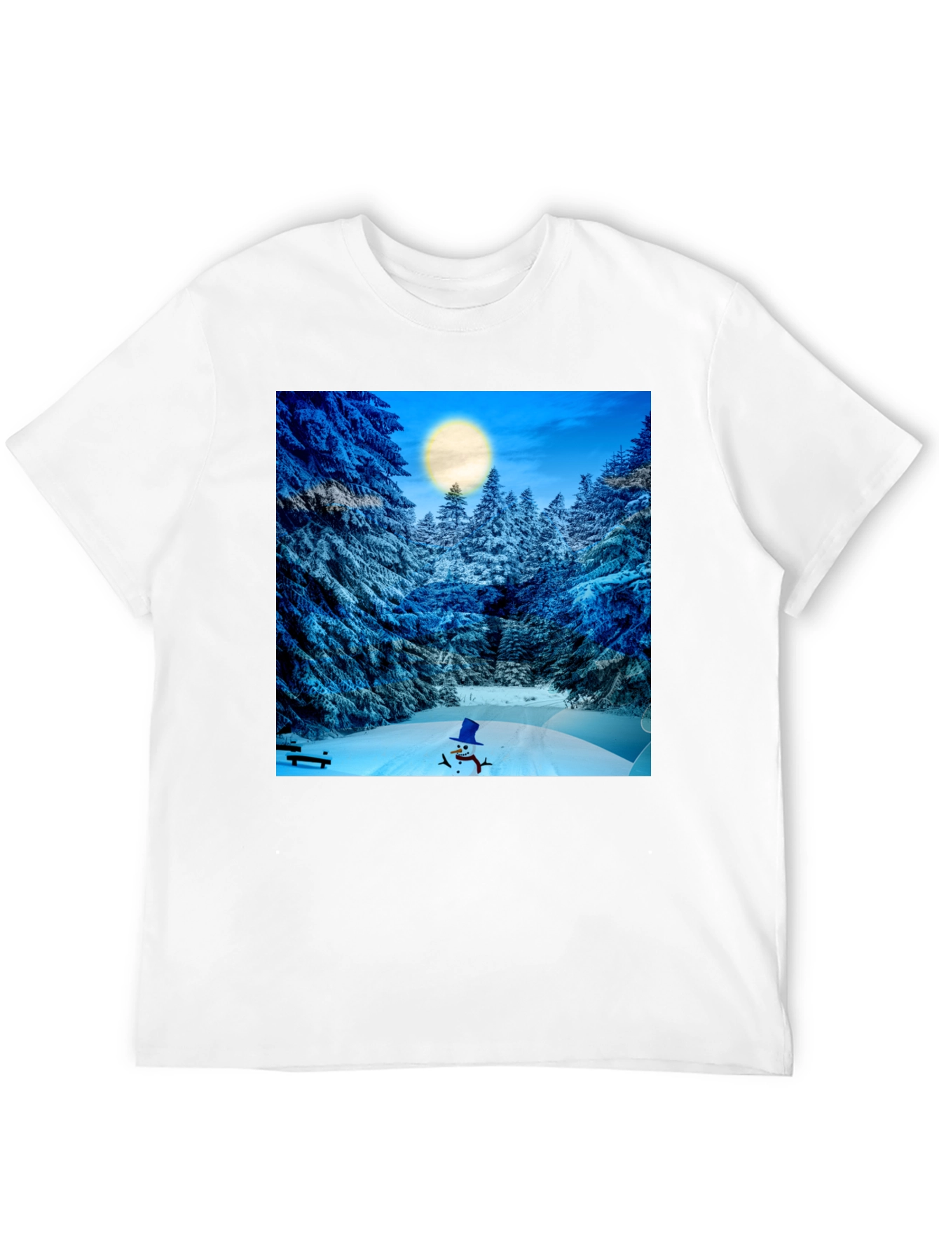 Winter Wonderland T-Shirt - Snowman & Forest Design