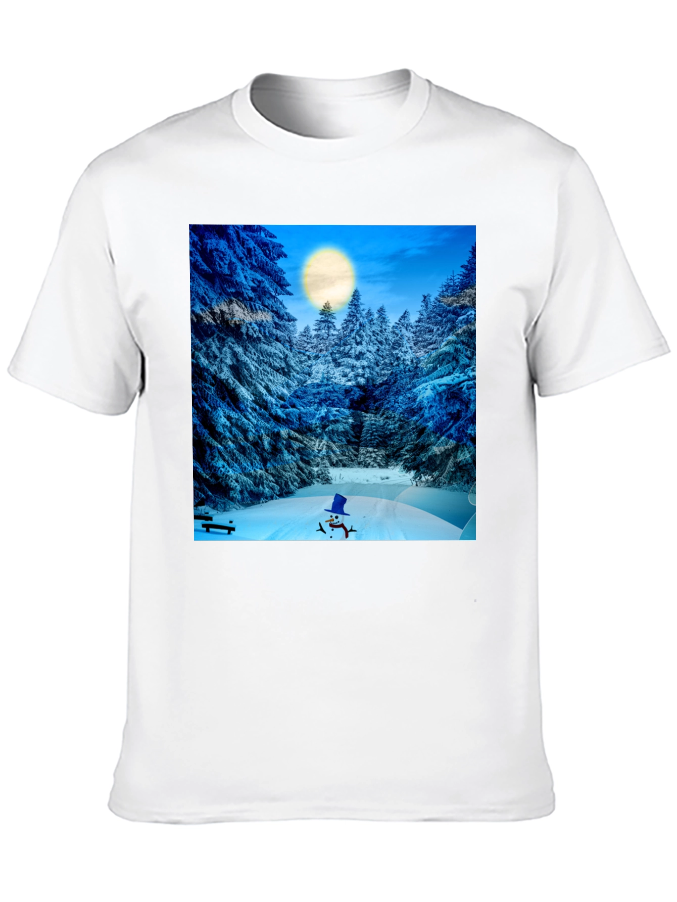 Winter Wonderland T-Shirt - Snowman & Forest Design