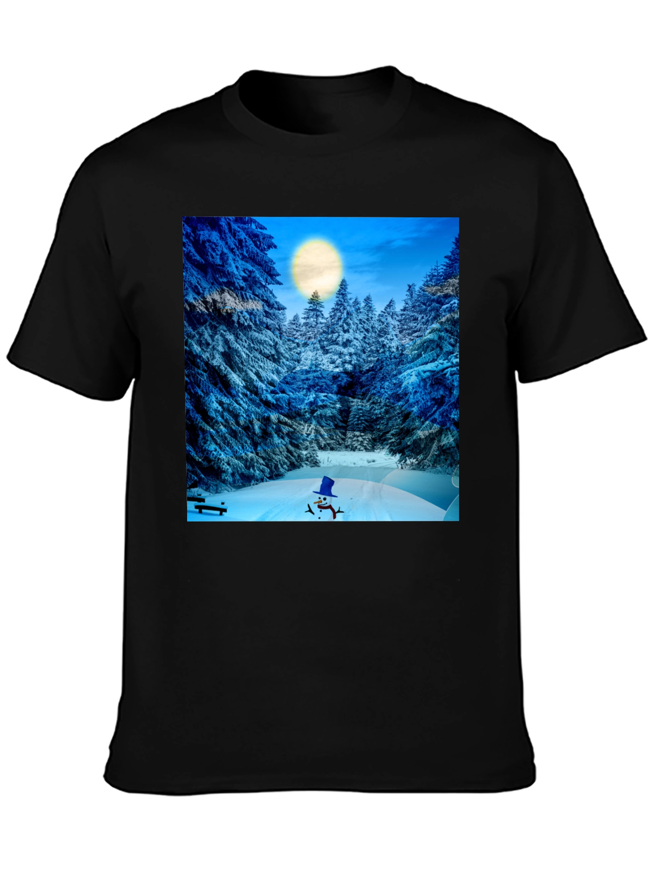 Winter Wonderland T-Shirt - Snowman & Forest Design
