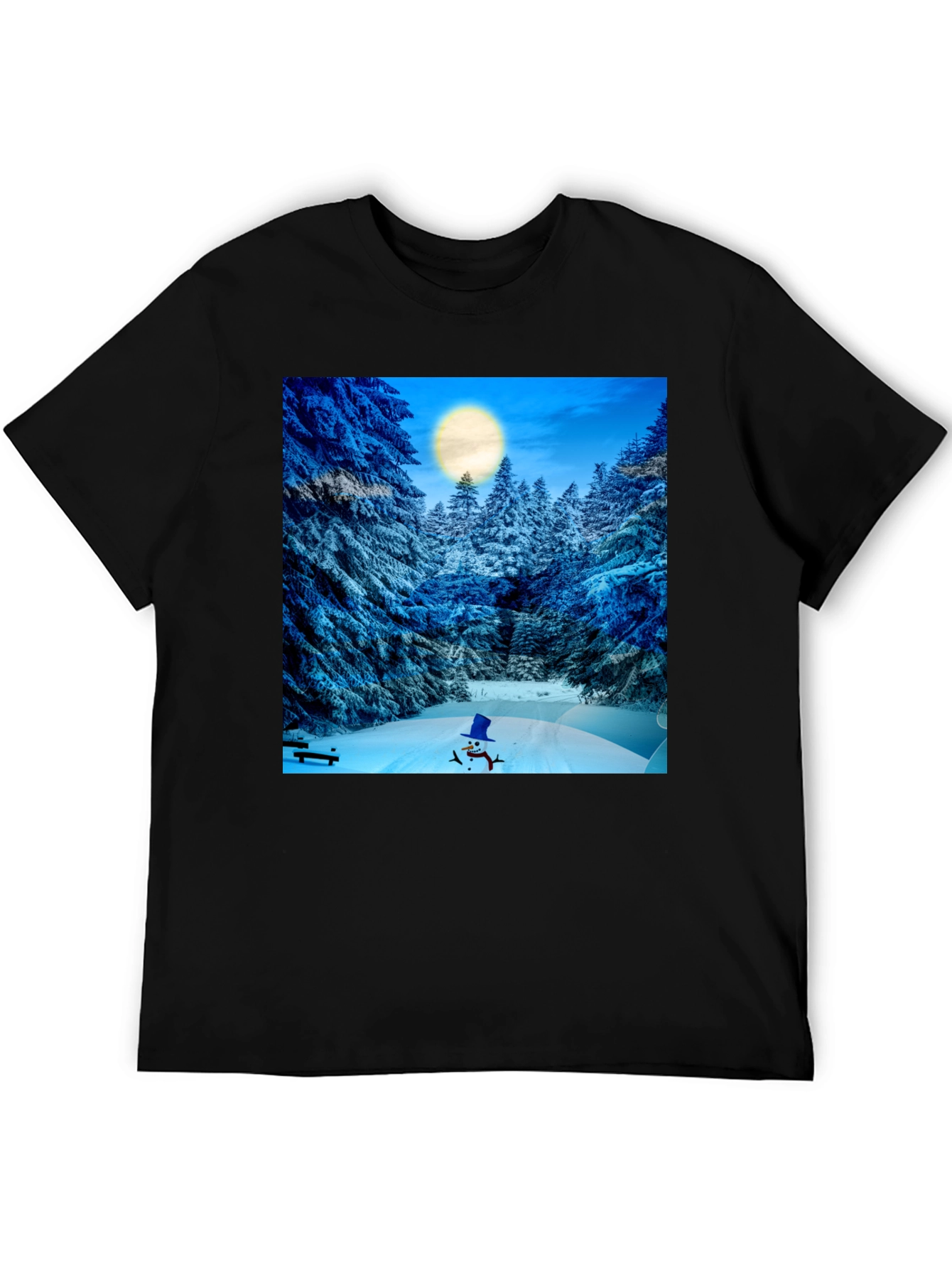 Winter Wonderland T-Shirt - Snowman & Forest Design