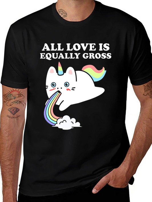 All Love is Equally Gross Cat Unicorn Black T-Shirt