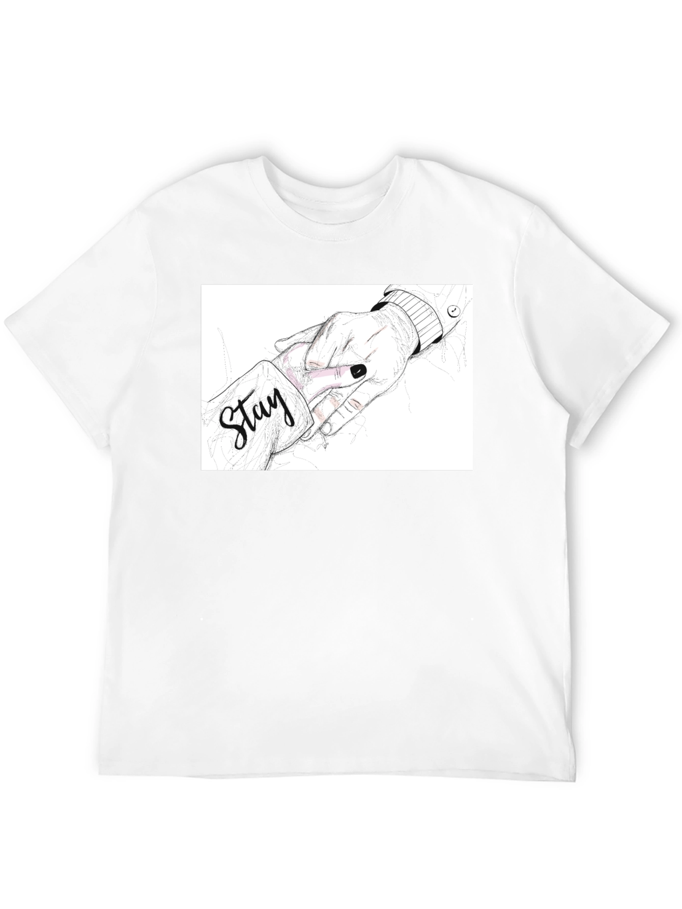 Stay Hand Drawing Black T-Shirt