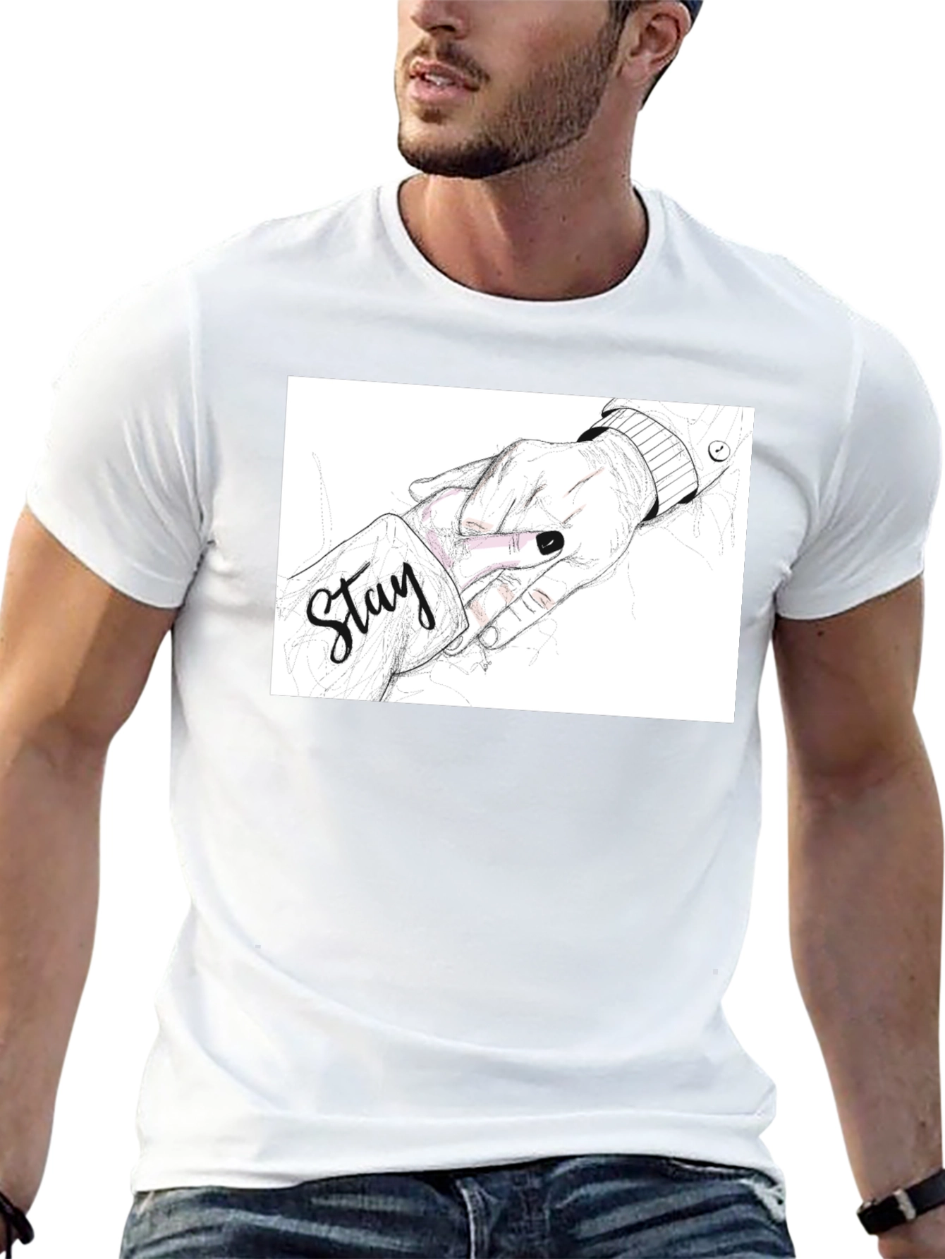 Stay Hand Drawing Black T-Shirt