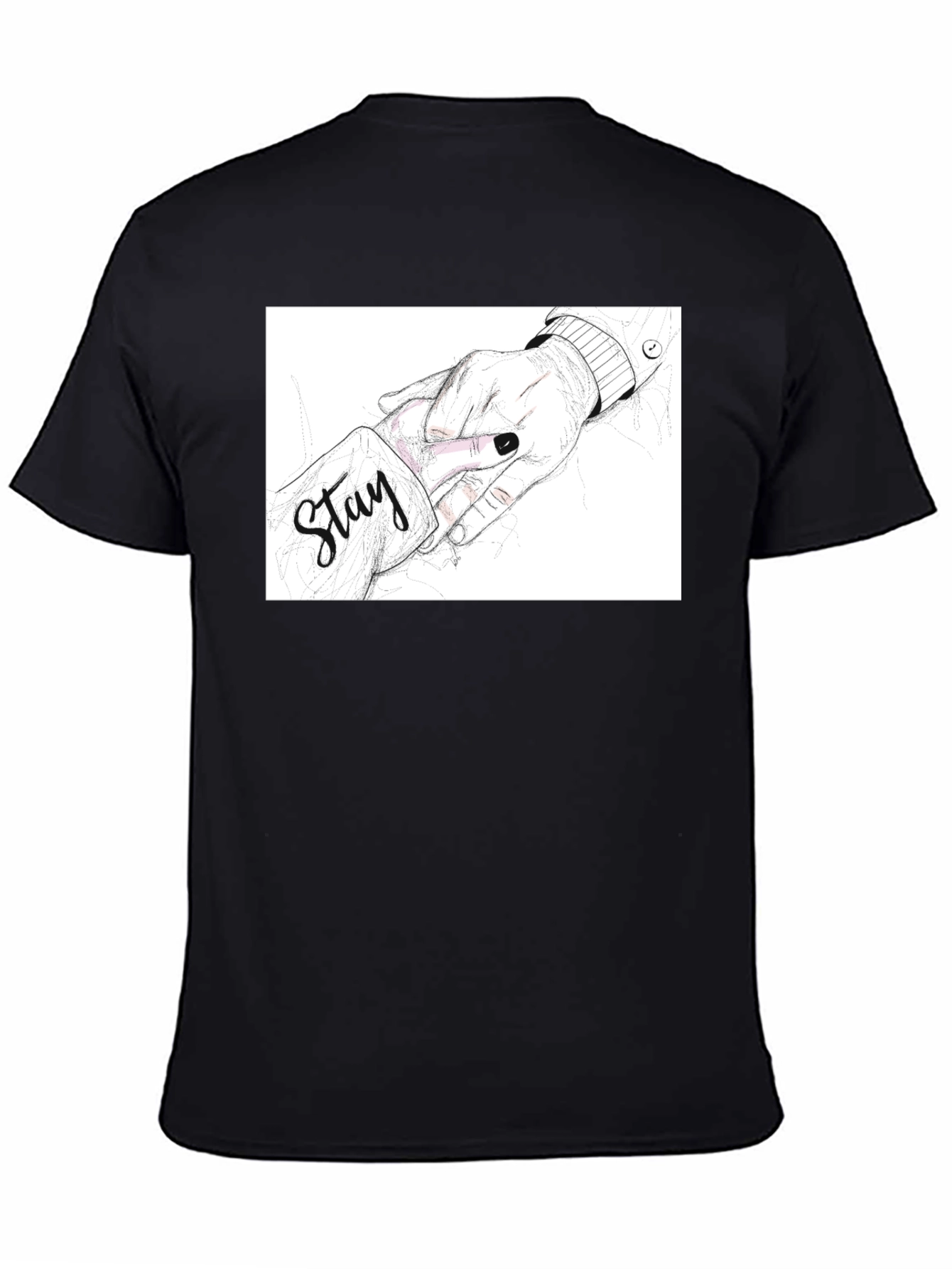 Stay Hand Drawing Black T-Shirt