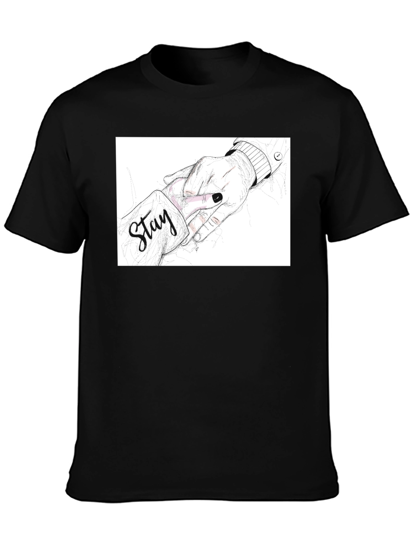 Stay Hand Drawing Black T-Shirt