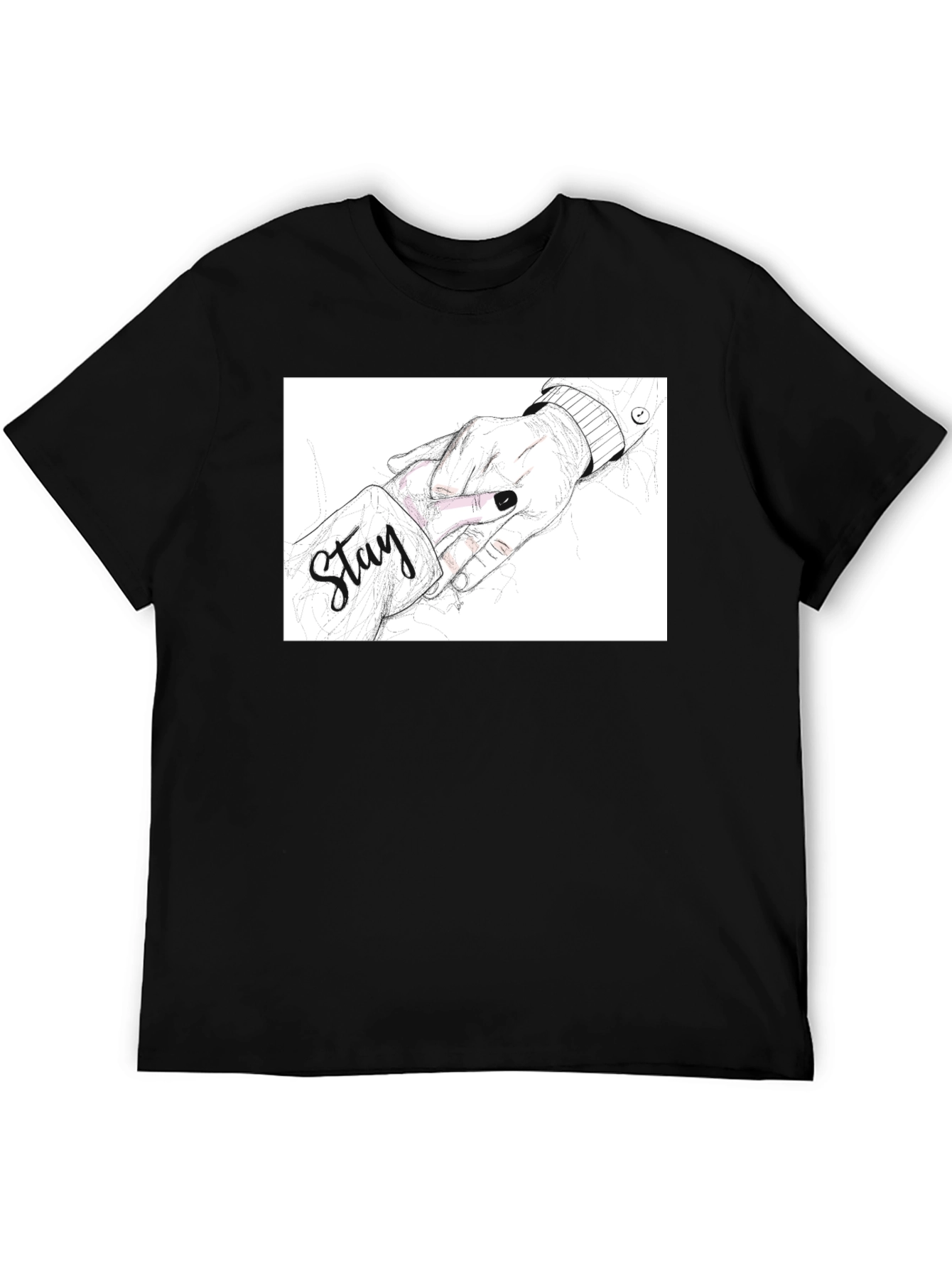 Stay Hand Drawing Black T-Shirt