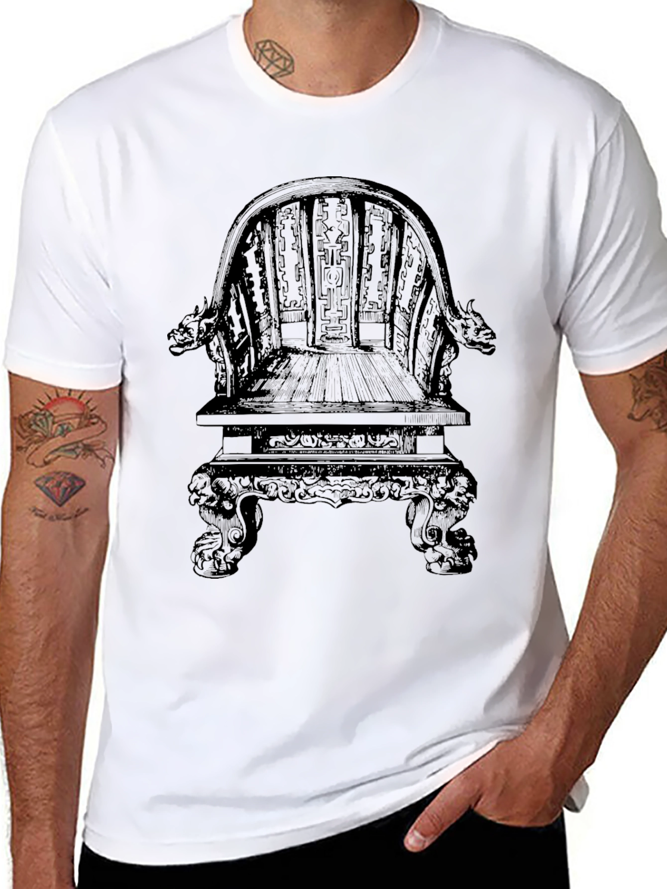 Intricate Throne Design Black T-Shirt