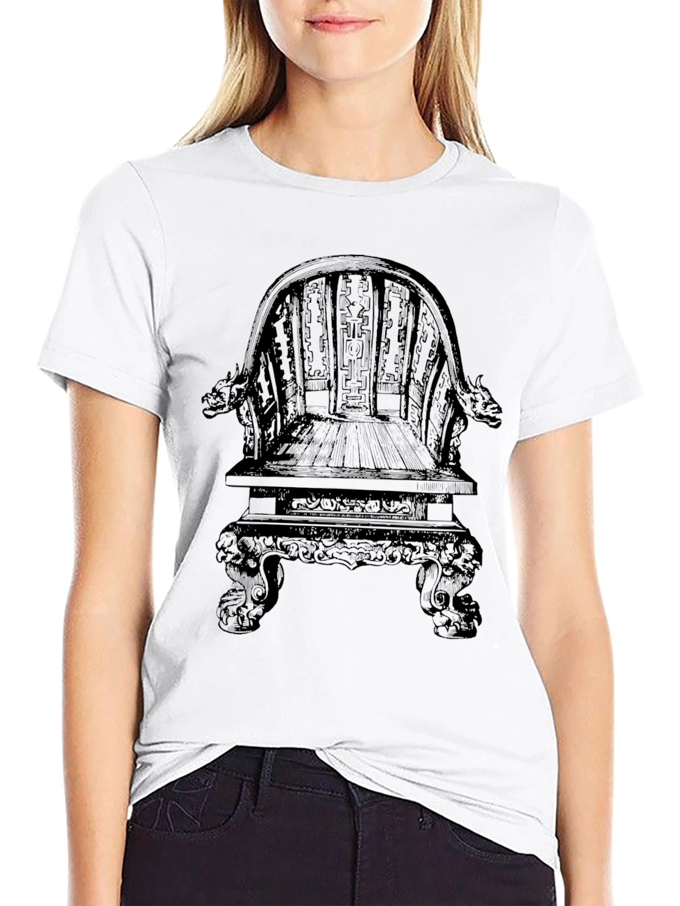 Intricate Throne Design Black T-Shirt