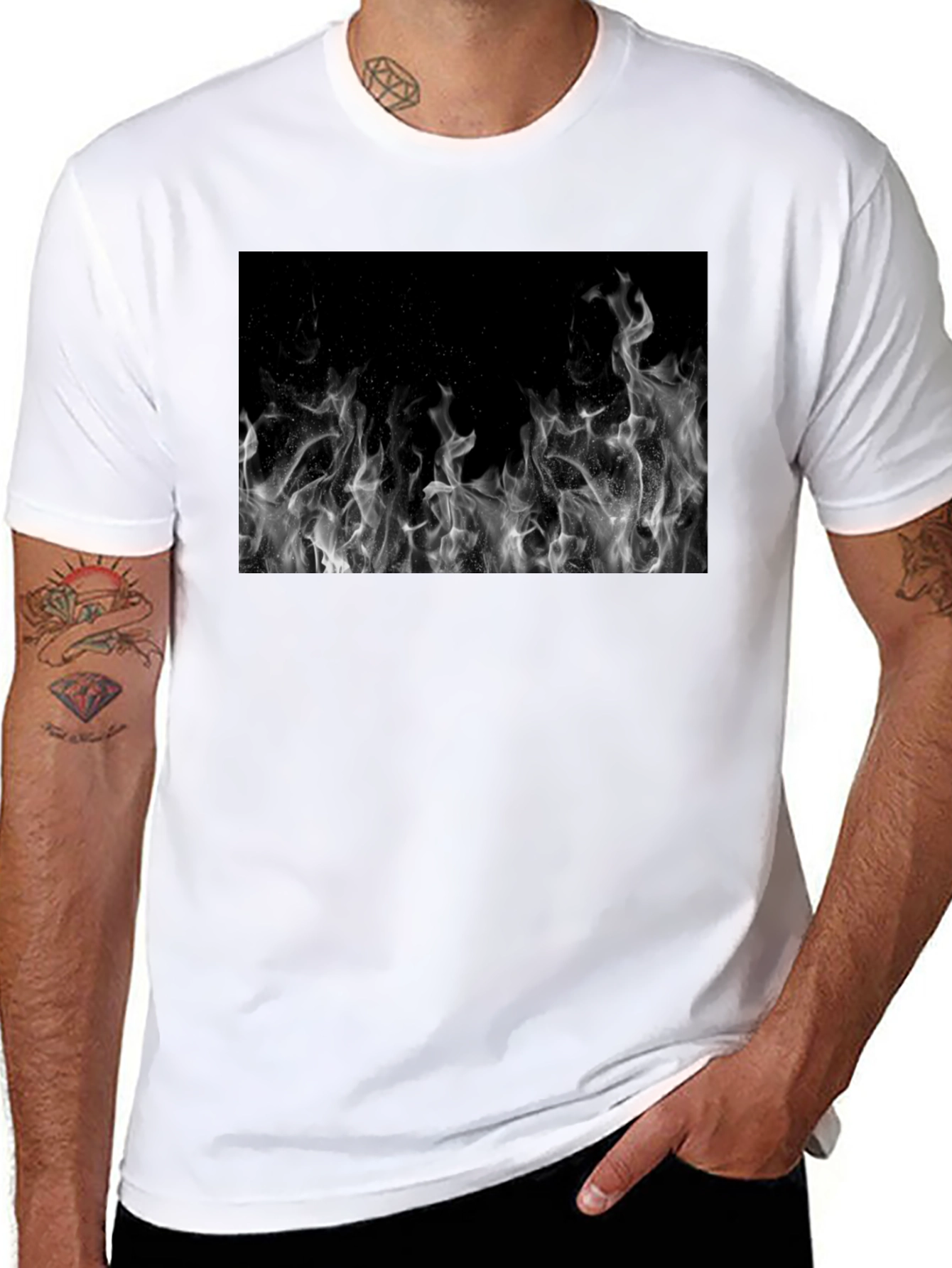 Black T-Shirt with Fire Graphic