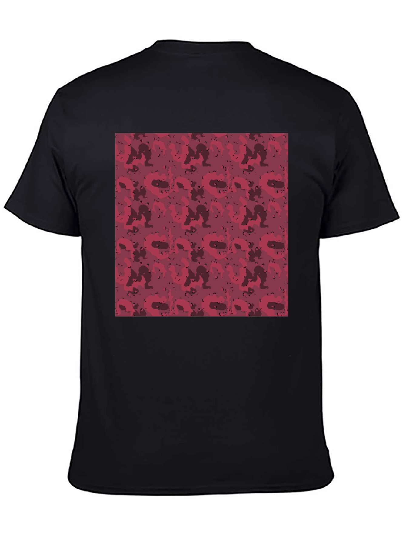 Red Camo Print Mens Black T-Shirt