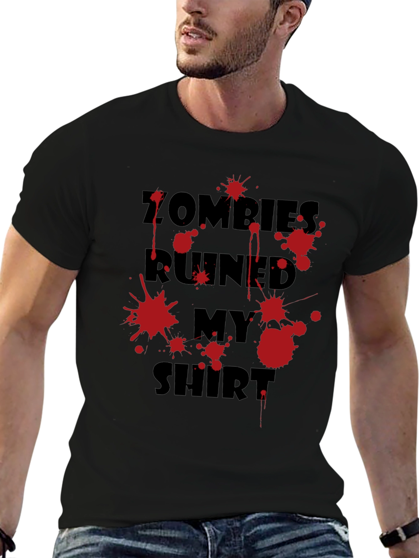 Zombies Ruined My Shirt Graphic Tee - Black