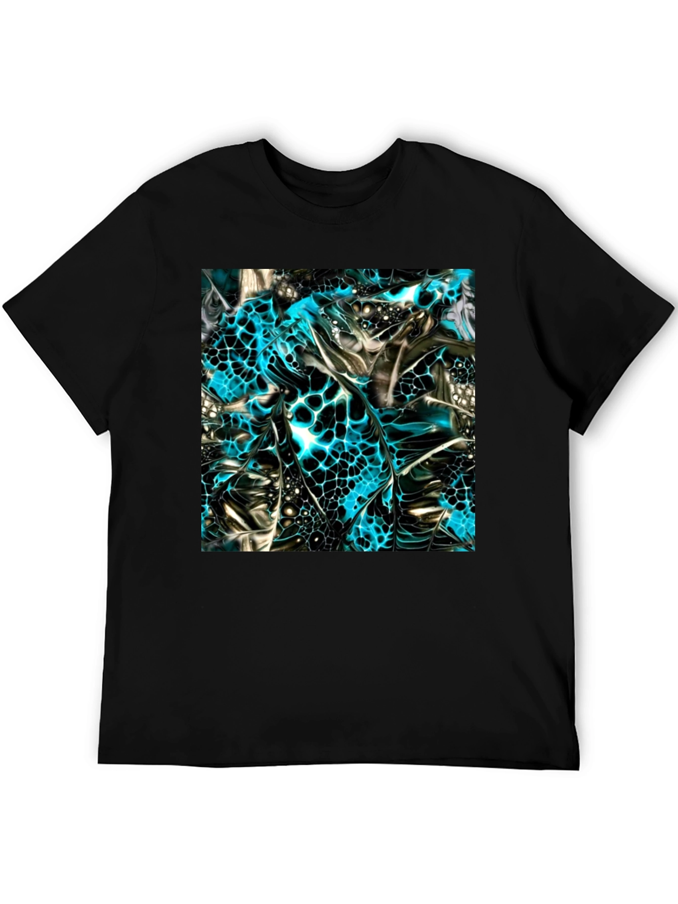 Abstract Art Print Black Crew Neck T-Shirt