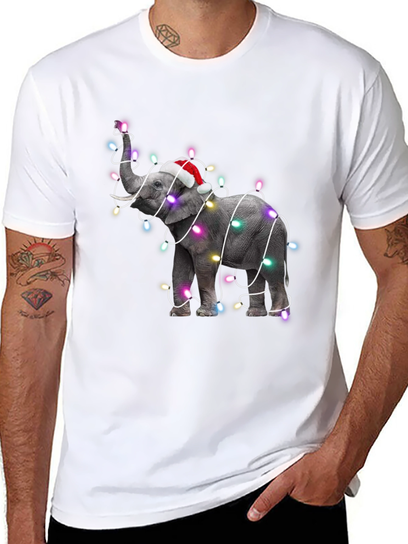 Festive Elephant Christmas Lights T-Shirt
