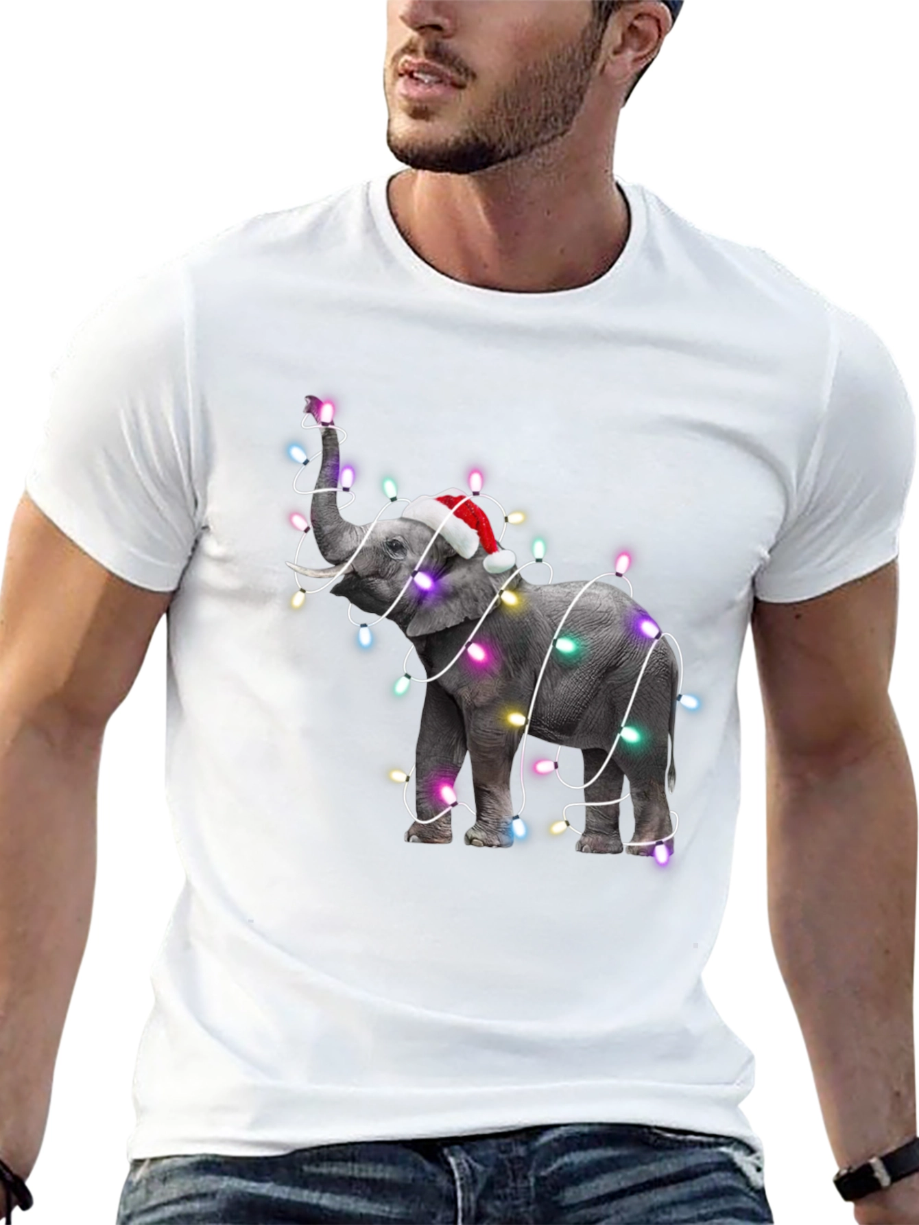 Festive Elephant Christmas Lights T-Shirt